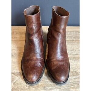 Crown Vintage Red Brown Slip On Heeled Boots Rounded Point Toe Size 7